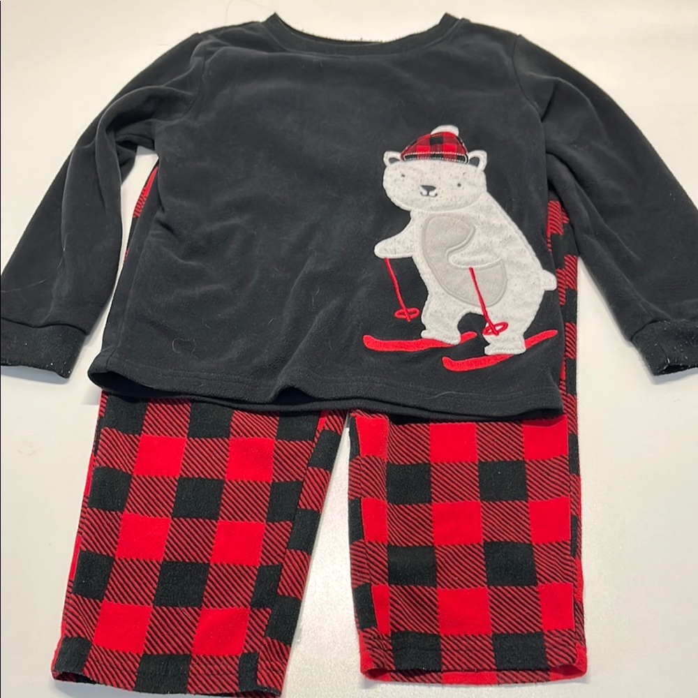 Carters Cozy Black and Red Kids Pajamas with Bear Design